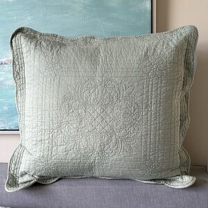 2 Extra Large Quilted Square Pillow Sham Cotton Sage Green home essentials pair